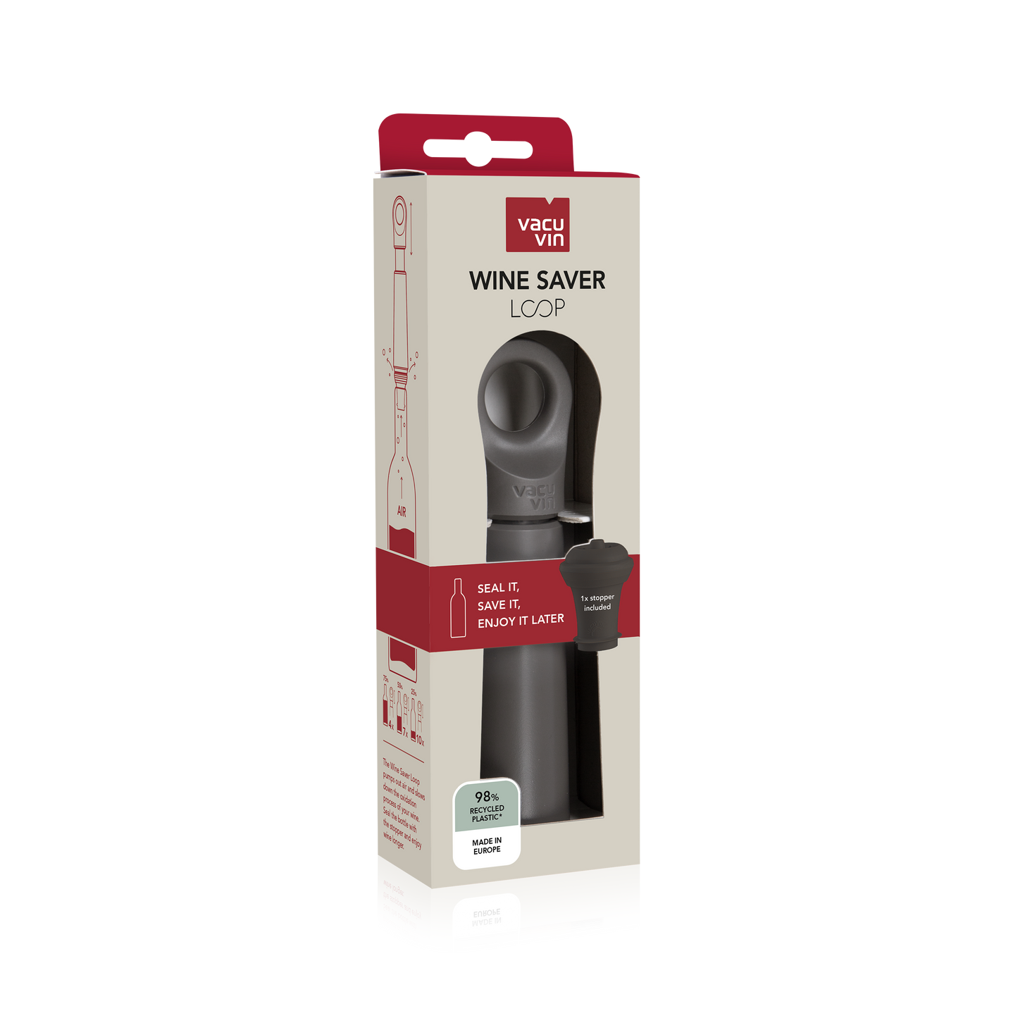 Vacu Vin Loop Wine Saver - Graphite