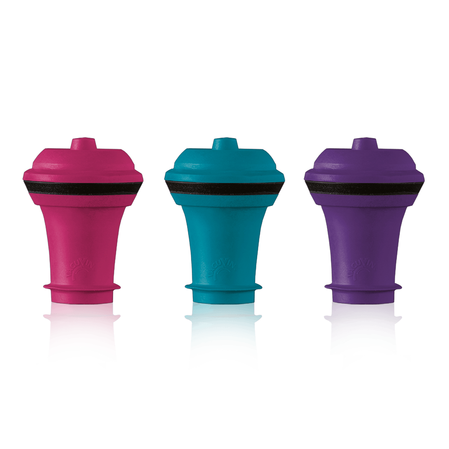 Vacu Vin Wine Stoppers 3pc Set - Blue/Pink/Purple