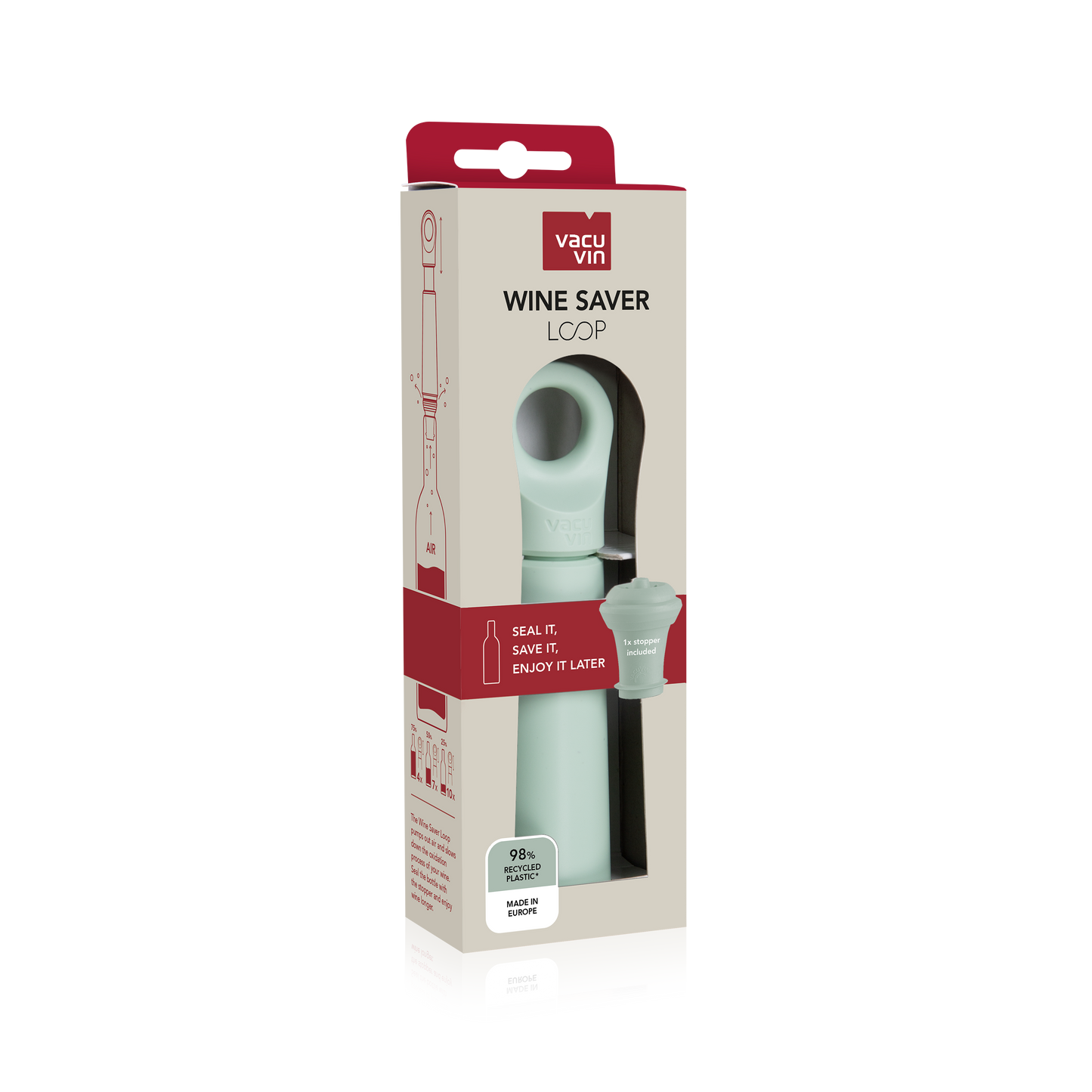 Vacu Vin Loop Wine Saver - Jade