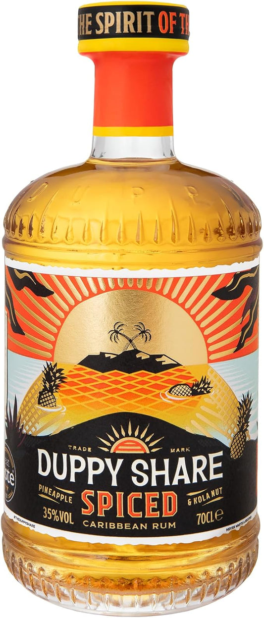 The Duppy Share Spiced - Caribbean Spirit Drink 70cl (ABV 35%) | An Award-Winning Blend of 2-Year Aged Caribbean Rums