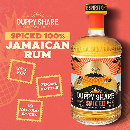 The Duppy Share Spiced - Caribbean Spirit Drink 70cl (ABV 35%) | An Award-Winning Blend of 2-Year Aged Caribbean Rums