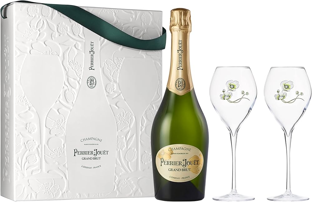 Perrier-Jouët Grand Brut Champagne, 75 cl with 2 flutes