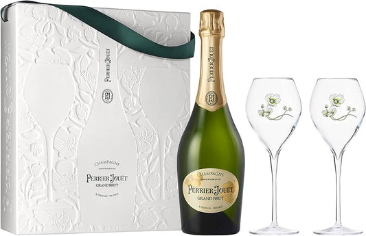 Perrier-Jouët Grand Brut Champagne, 75 cl with 2 flutes