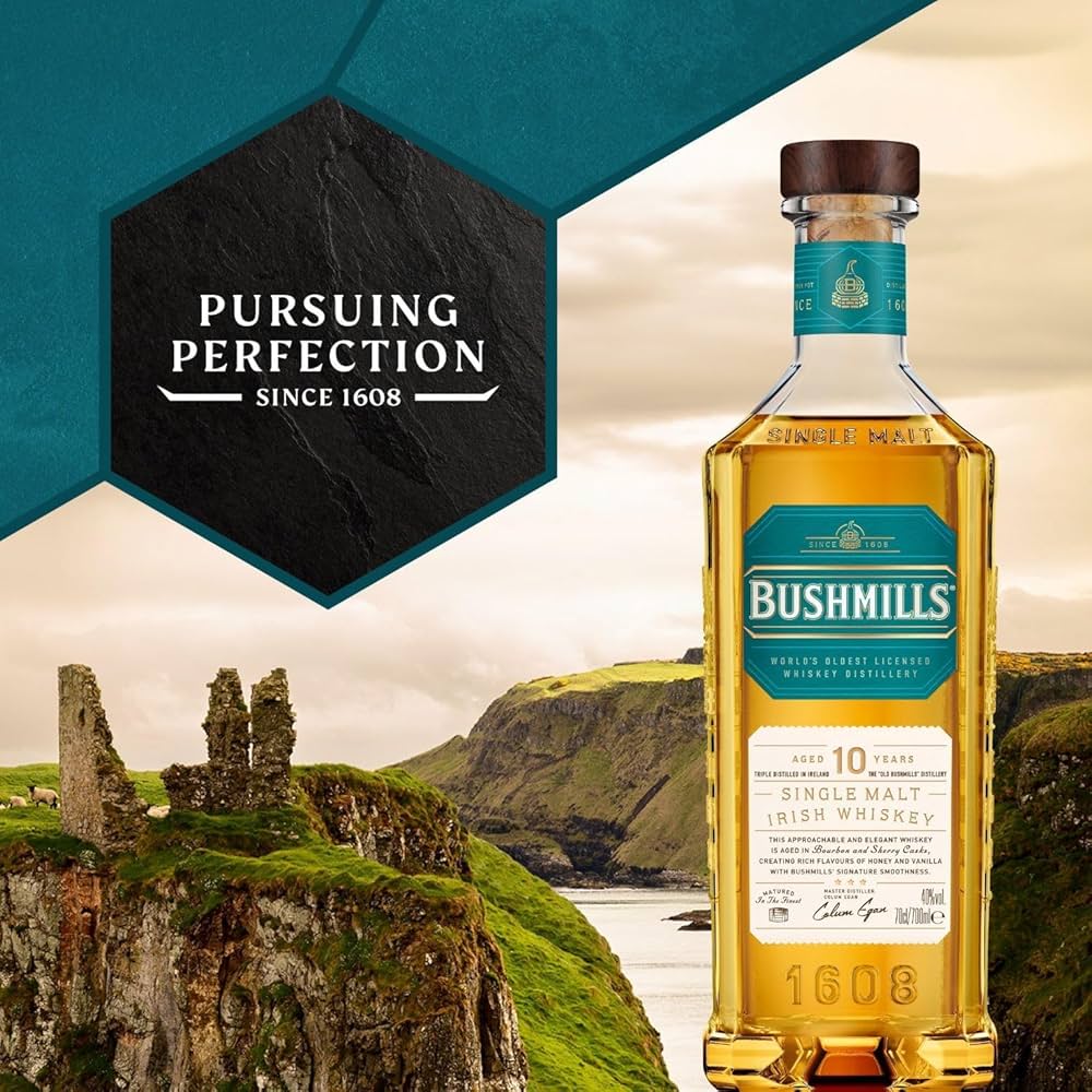 Bushmills 10 Year Old Single Malt Irish Whiskey, 70cl