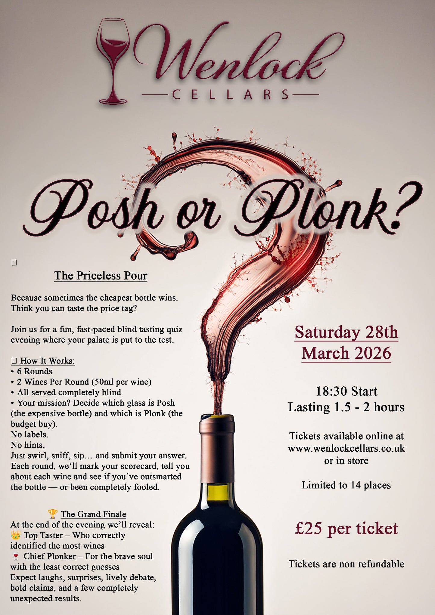 Posh or Plonk Wine Tasting Quiz Evening